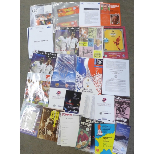 689 - Football, selection of programmes; Internationals, team sheets, events, media and press, Evening of ... 