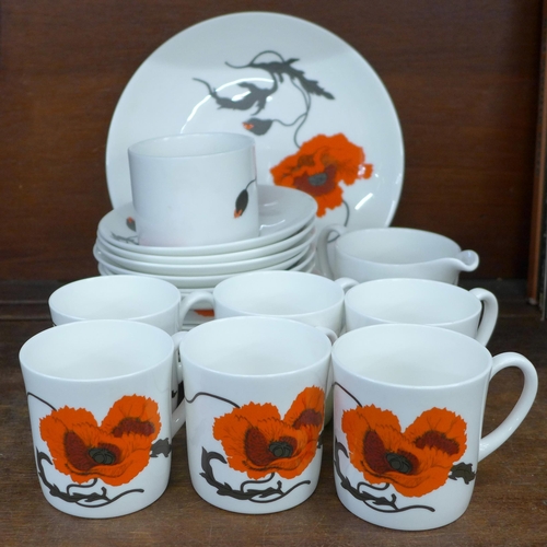 691 - Wedgwood Susie Cooper Design Corn Poppy tea ware, 21 pieces **PLEASE NOTE THIS LOT IS NOT ELIGIBLE F... 