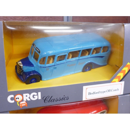 707 - Six Corgi Classics Bedford Type OB coaches, all different liveries, boxed