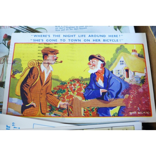 708 - Postcards; a box of postcards, vintage to modern