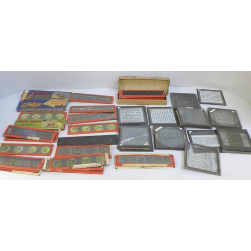 714 - Cartoon lantern slides and a small collection of lantern slides of Christian scripture