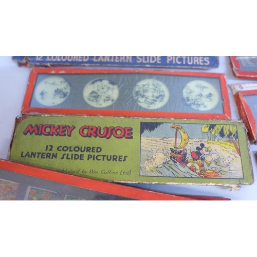 714 - Cartoon lantern slides and a small collection of lantern slides of Christian scripture