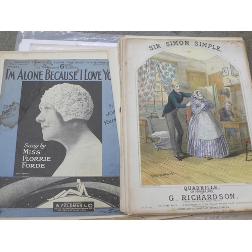 717 - A collection of original early 20th Century sheet music and a large selection of early 20th Century ... 