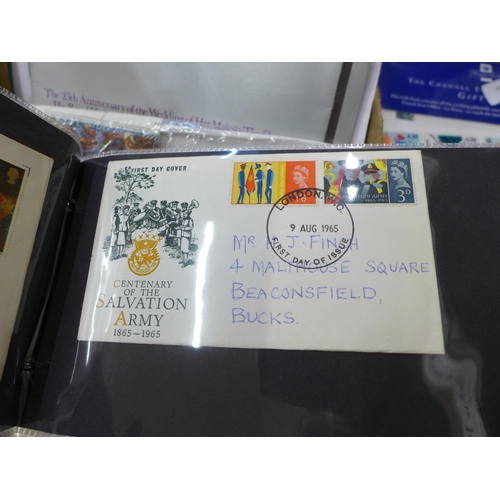 730 - Stamps; a box of GB stamps, covers, etc., includes 1987 Year Book, Channel Tunnel gift pack, packet ... 