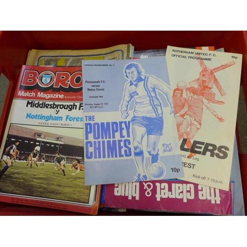 736 - Football memorabilia; a large box of Nottingham Forest away programmes, 1970 onwards