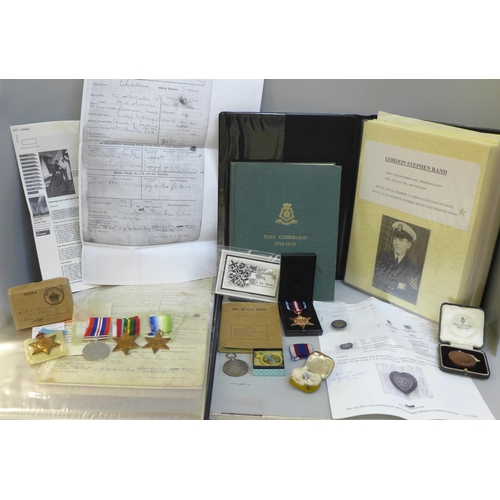 743 - Royal Navy; medals and comprehensive service history of Gordon S. Rand, including Reserve Long Servi... 