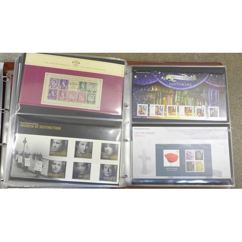 747 - Four albums of stamps, approximately 120 Royal Mail presentation packs, 20 Year packs and Royal comm... 