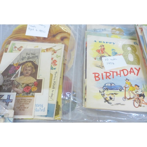 750 - A collection of birthday cards, dating from 1940-1957 including Mabel Lucie Attwell