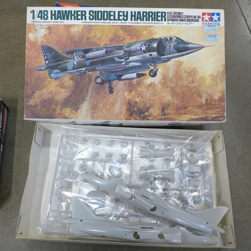 772 - Five model aircraft kits, aircraft and helicopter; Huey Hog, General Dynamic F1/6A/C Fighting Falcon... 