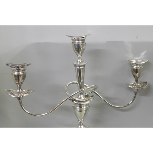 788 - A silver plated candelabra and a silver plated epergne