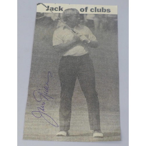 790A - Golf; a Jack Nicklaus autographed cutting