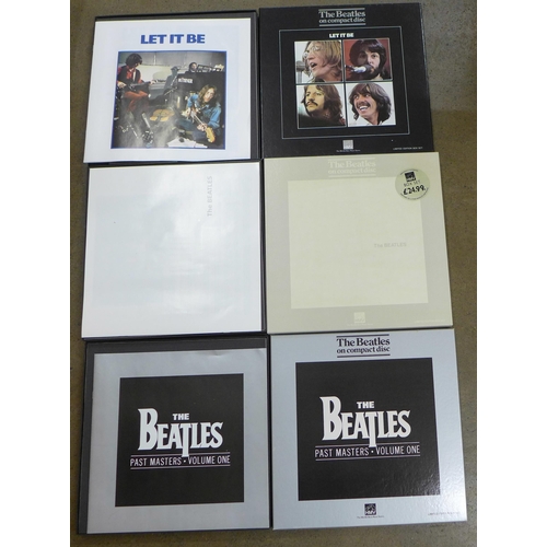 790F - The Beatles Ltd Edition HMV CD box set Let It Be, The White Album and Past Masters in a red record c... 