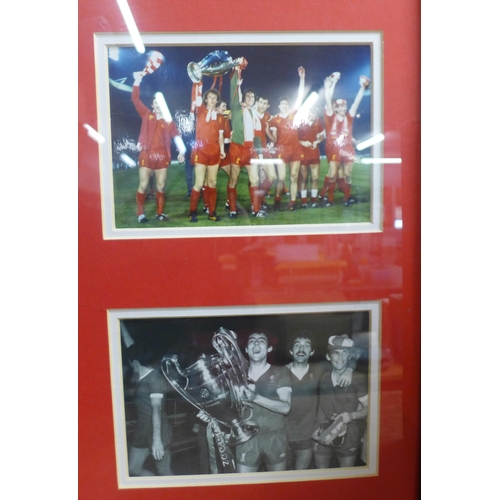 799 - Five Liverpool Football Club photographs celebrating five European Champions Winners, 1977, 1978, 19... 