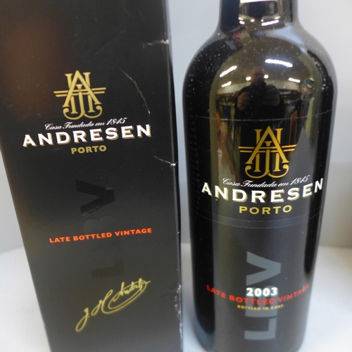 806 - Three bottles of port; Andresen late bottled vintage; Delaforce 1988 and Fletcher's fine ruby **PLEA... 