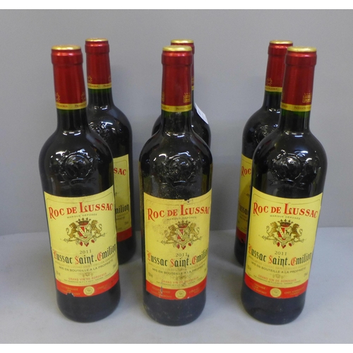 810 - Six bottles of Roc de Lussac (2011), Lussac Saint-Emilion, Grand Vin de Bordeaux (cellar stored) **P... 