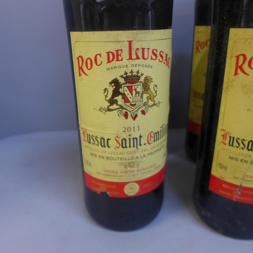 810 - Six bottles of Roc de Lussac (2011), Lussac Saint-Emilion, Grand Vin de Bordeaux (cellar stored) **P... 