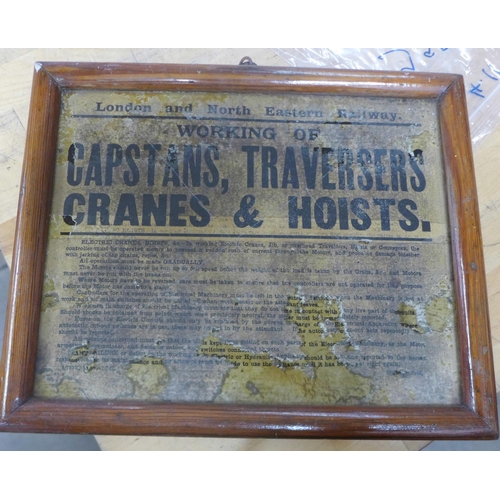 813 - A London and North Eastern Railway notice, Working of Capstans, Traversers Cranes and Hoists, March ... 