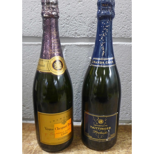 820 - A bottle of Taittinger Champagne Prélude and a bottle of Veuve Cliquot Ponsardin Champagne 1998 **PL... 