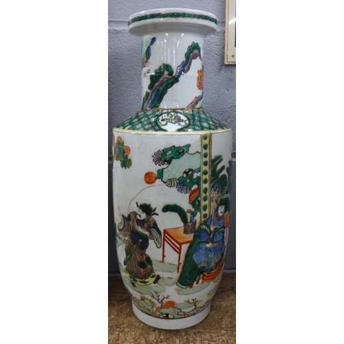 829 - A Chinese famille verte vase, 45cm