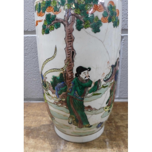 829 - A Chinese famille verte vase, 45cm