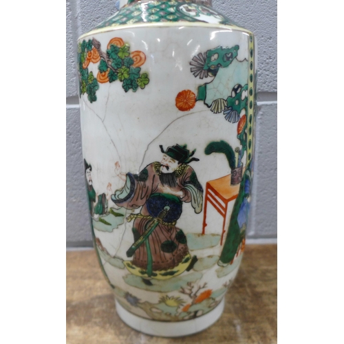 829 - A Chinese famille verte vase, 45cm