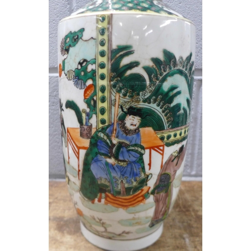 829 - A Chinese famille verte vase, 45cm