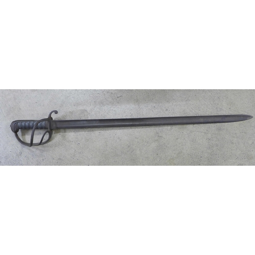 834 - An 1821 pattern light cavalry officers sword, the blade with regiment markings, 3rd King's Own Light... 