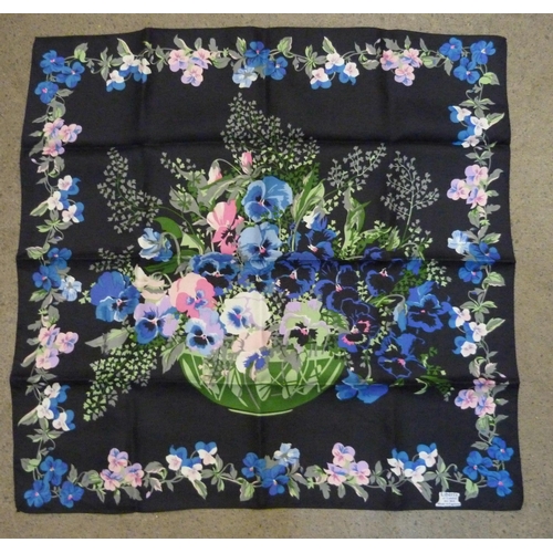 861 - A vintage Liberty of London pure silk scarf with pansy design, 22