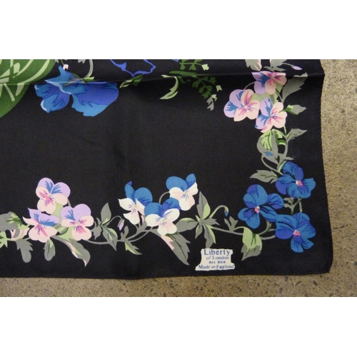 861 - A vintage Liberty of London pure silk scarf with pansy design, 22