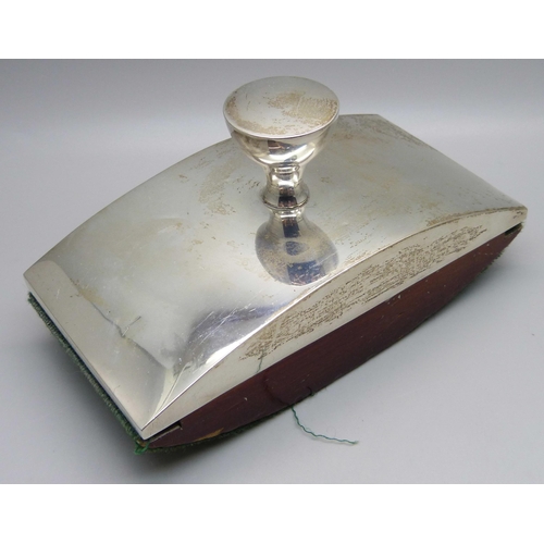 864 - A silver mounted blotter, Birmingham 1920, 16cm, marks on handle