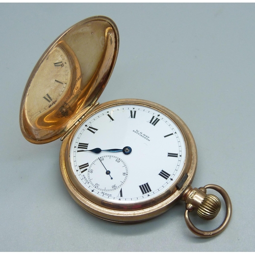 938 - A 9ct gold full-hunter pocket watch, Selex, the dial marked W.H. May, Nottingham, the case hallmarke... 
