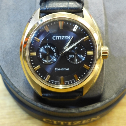 2111 - A Citizen Eco-drive watch with black leather strap