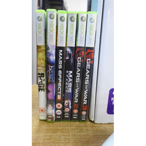 2119 - A Microsoft Xbox 360S gaming console with two remotes and 7 games - in box