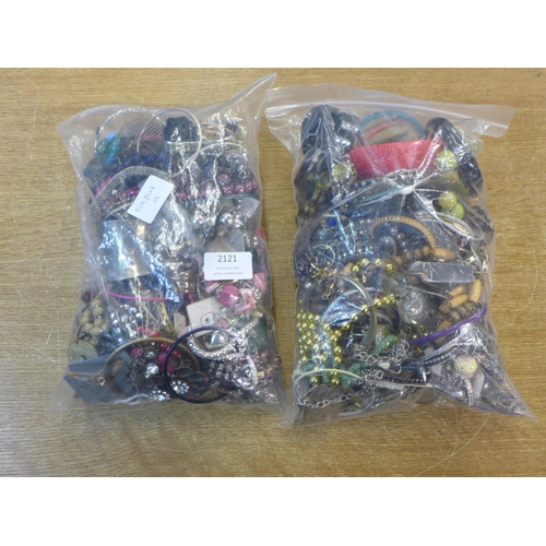 2121 - 2 Bags of costume jewellery