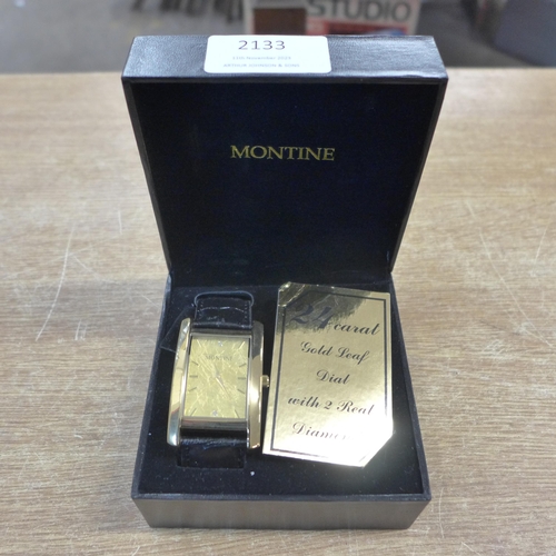 2133 - A gent's Montine wristwatch with gold leaf and diamonds