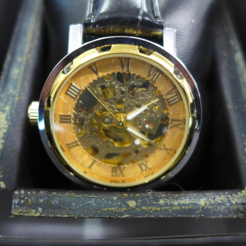 2135 - A gent's automatic skeleton watch