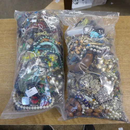 2144 - 2 Bags of costume jewellery