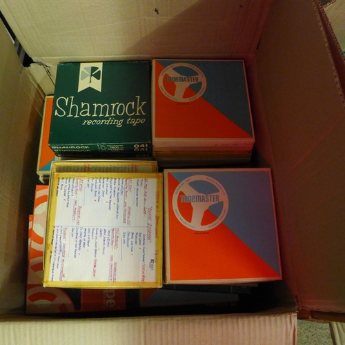 2175 - Four large boxes containing a large quantity of reel to reel recording tapes