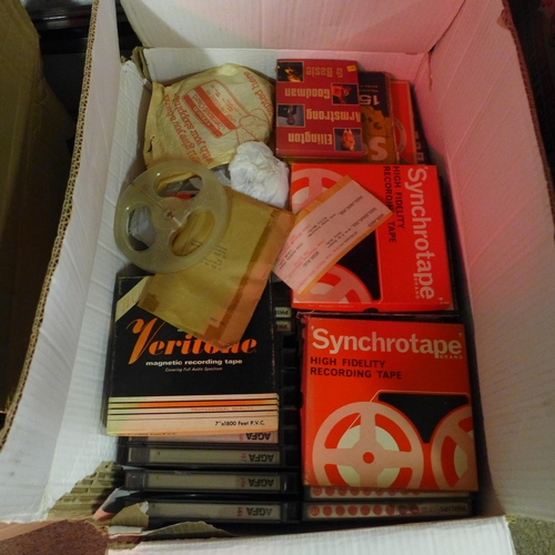 2175 - Four large boxes containing a large quantity of reel to reel recording tapes