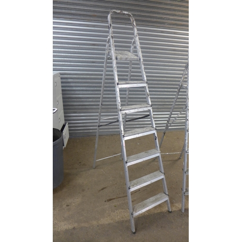 2214 - Three sets of aluminium stepladders