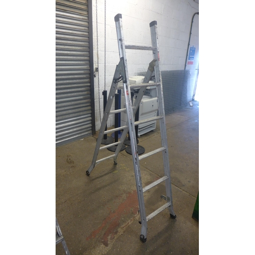 2214 - Three sets of aluminium stepladders