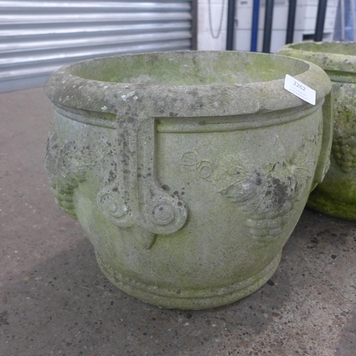 2262 - Two large stone planters