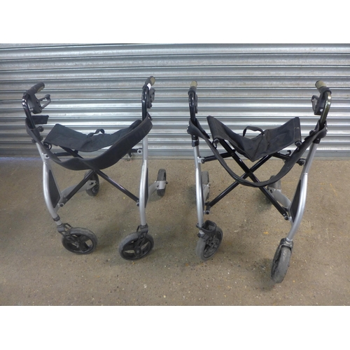 2273 - Two Elite Care four wheeled rollator walkers