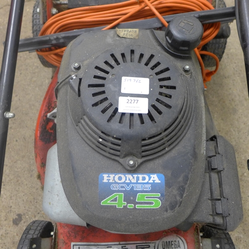 2277 - A Mountfield Laser omega 46cm cut self driving lawn mower with a 4.5hp Honda GCV petrol engine