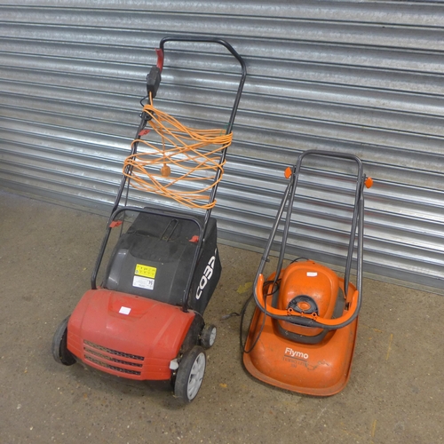 2279 - A Cobra electric scarifier and a Flymo Turbo Lite 330 electric lawn mower