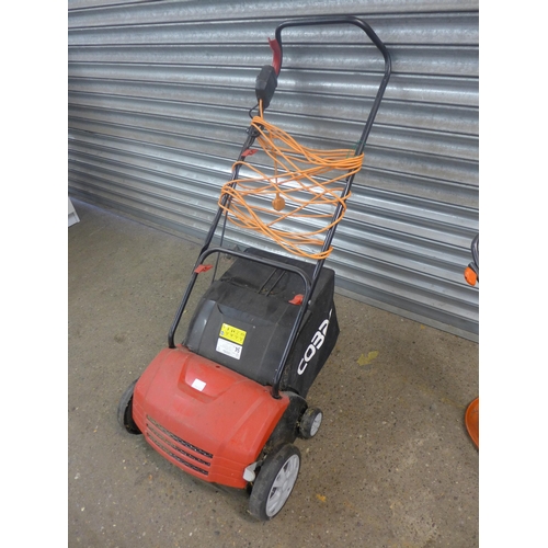 2279 - A Cobra electric scarifier and a Flymo Turbo Lite 330 electric lawn mower