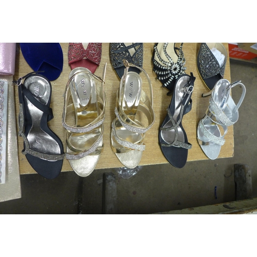 2435 - 9 Pairs of women's shoes, mixed sizes and styles and 4 handbags