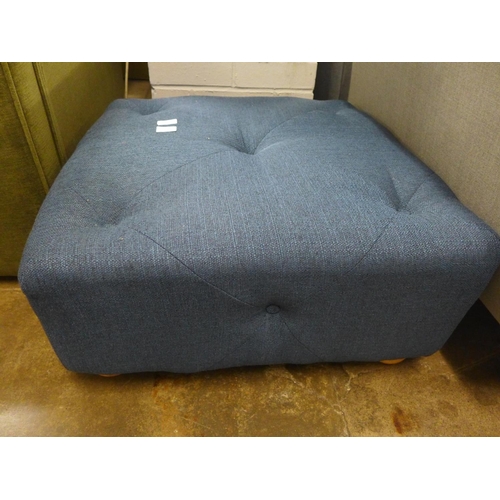 1399 - A blue textured weave buttoned footstool