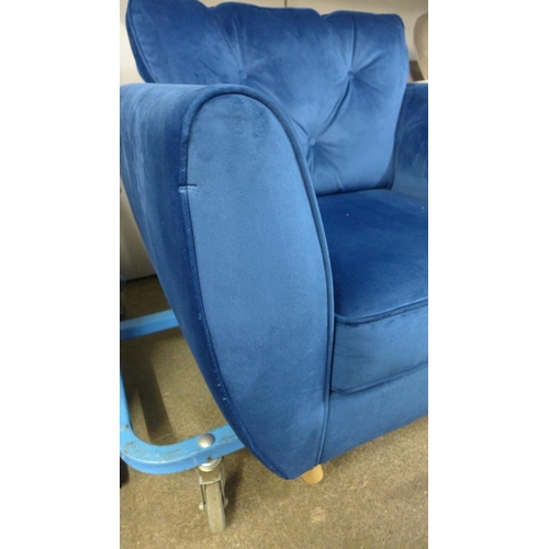1432 - A Hoxton blue velvet upholstered armchair