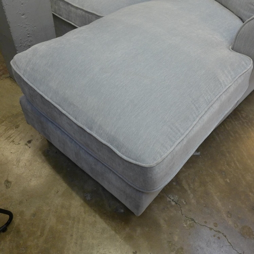 1453 - A grey velvet upholstered LHF/RHF small corner sofa/chaise